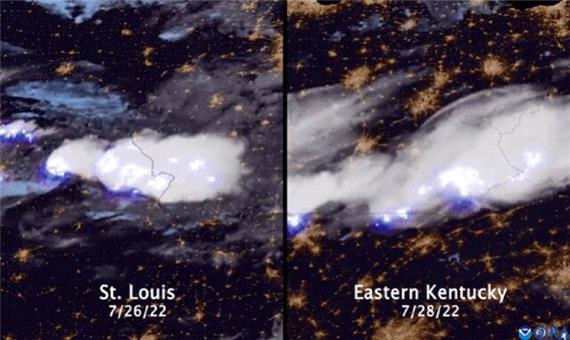 تصاویر ماهواره‌ای از طوفان رکوردشکن در ایالت کنتاکی