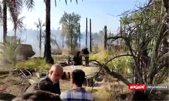 آتش‌سوزی در نخلستان‌های ‌رودان؛ 600 اصله درخت در آتش سوخت