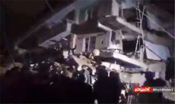 صحنه فروریختن ساختمان 8 طبقه در دیاربکر ترکیه