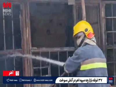 ۳۷ غرفه بازارچه میوه اهر در آتش سوخت